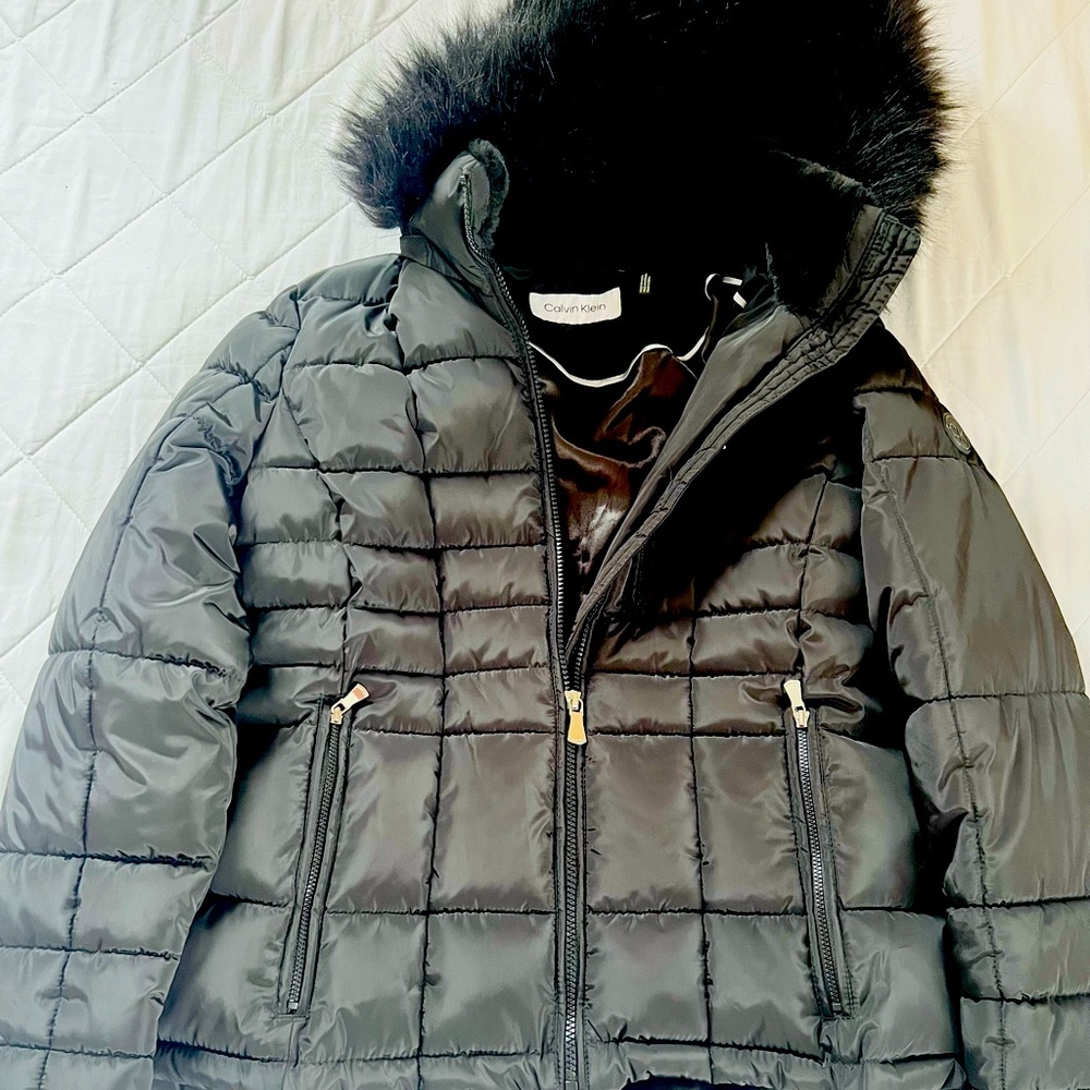 Calvin klein puffer jacket black with hood